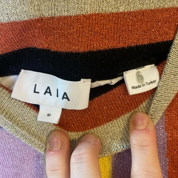 LAIA by Anthropologie | size 6 shimmery striped wool blend colorful skirt - Picture 4 of 9